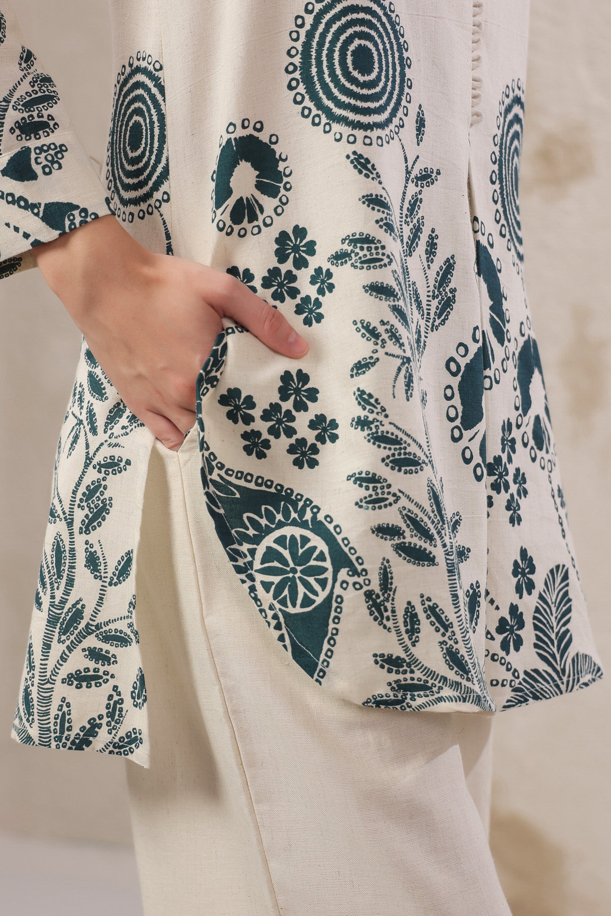 Seashell Bloom Blue Cotton Flex Co-ord Set