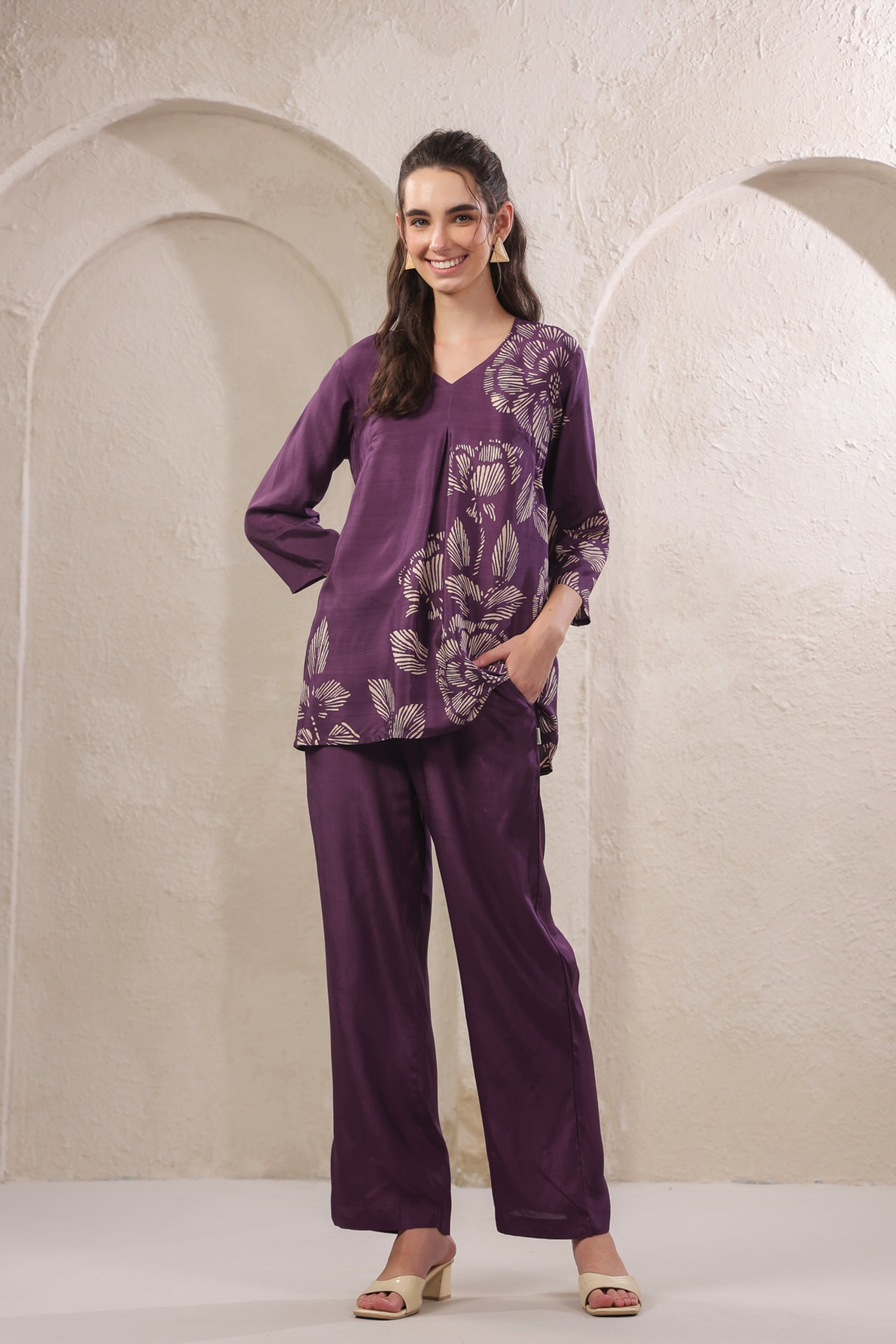 Violet Veil Russian Silk Co-ord Set