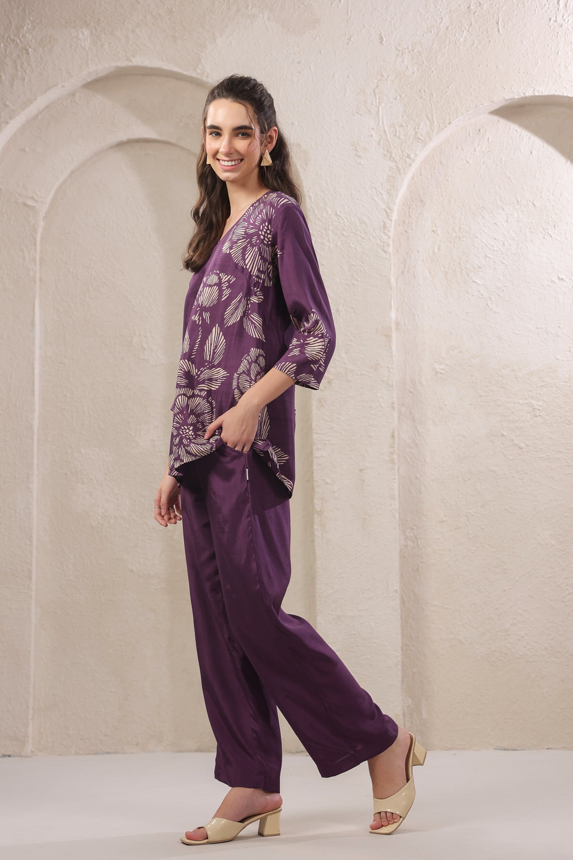 Violet Veil Russian Silk Co-ord Set