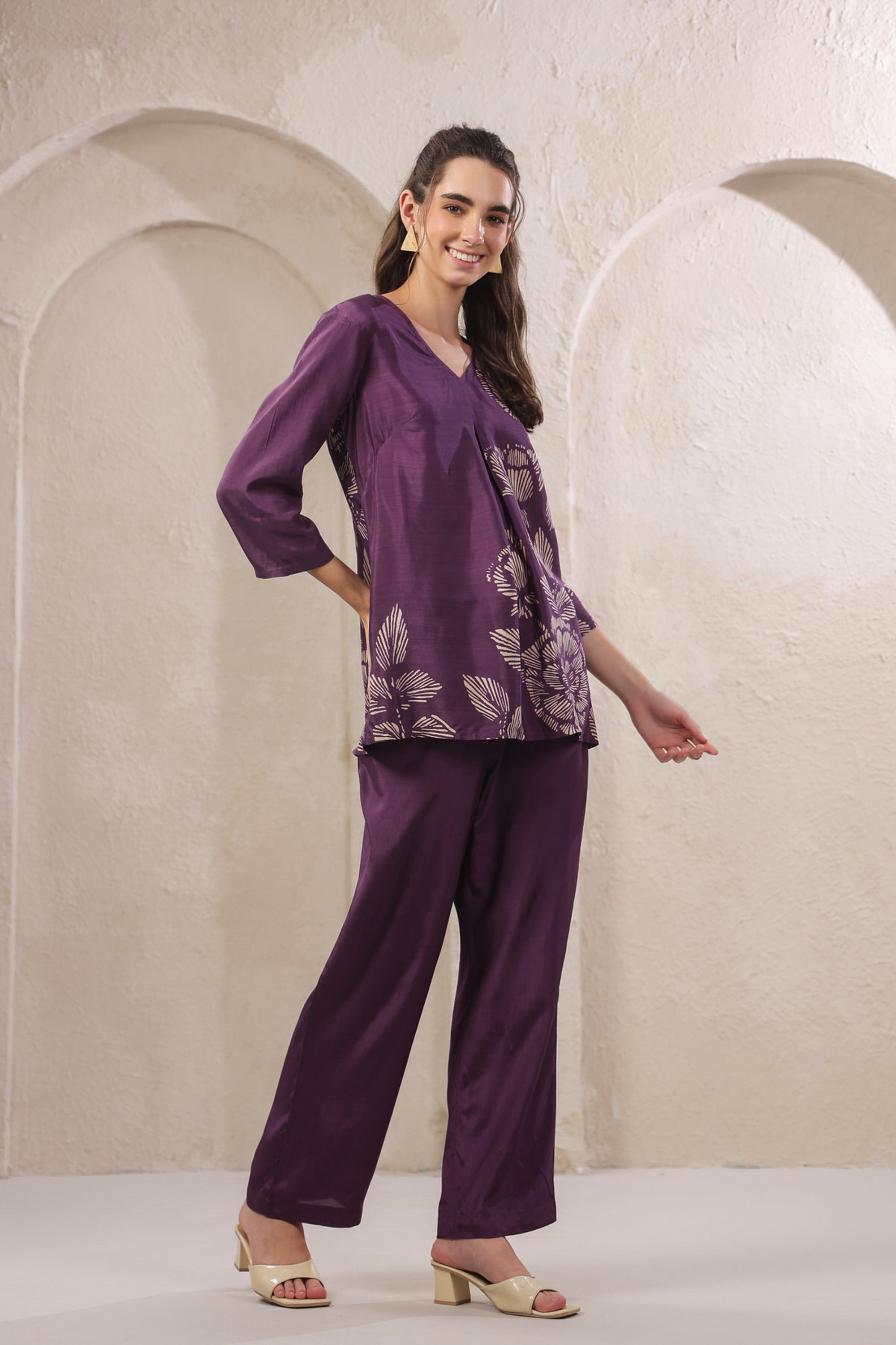 Violet Veil Russian Silk Co-ord Set