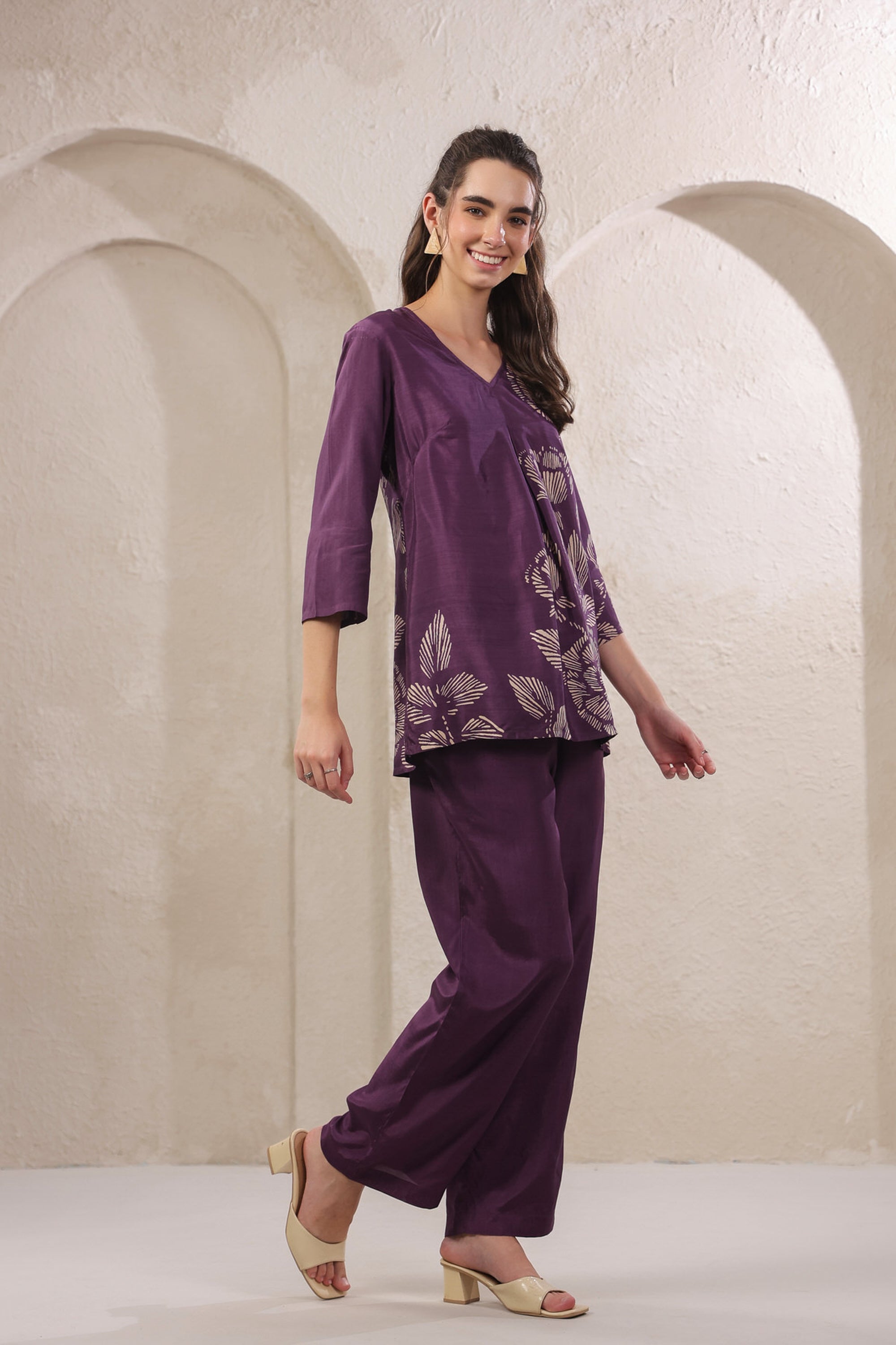 Violet Veil Russian Silk Co-ord Set