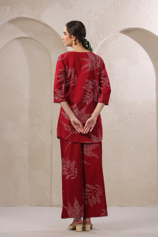 Gulmor Grace Red Cotton Co-ord Set