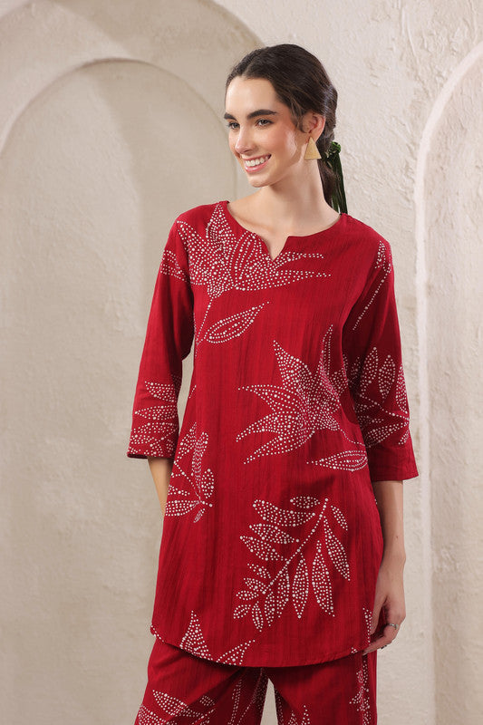 Gulmor Grace Red Cotton Co-ord Set