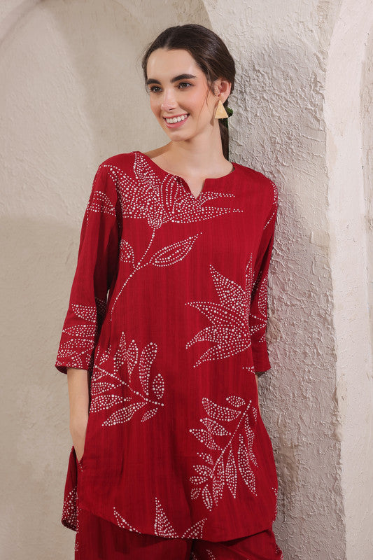 Gulmor Grace Red Cotton Co-ord Set
