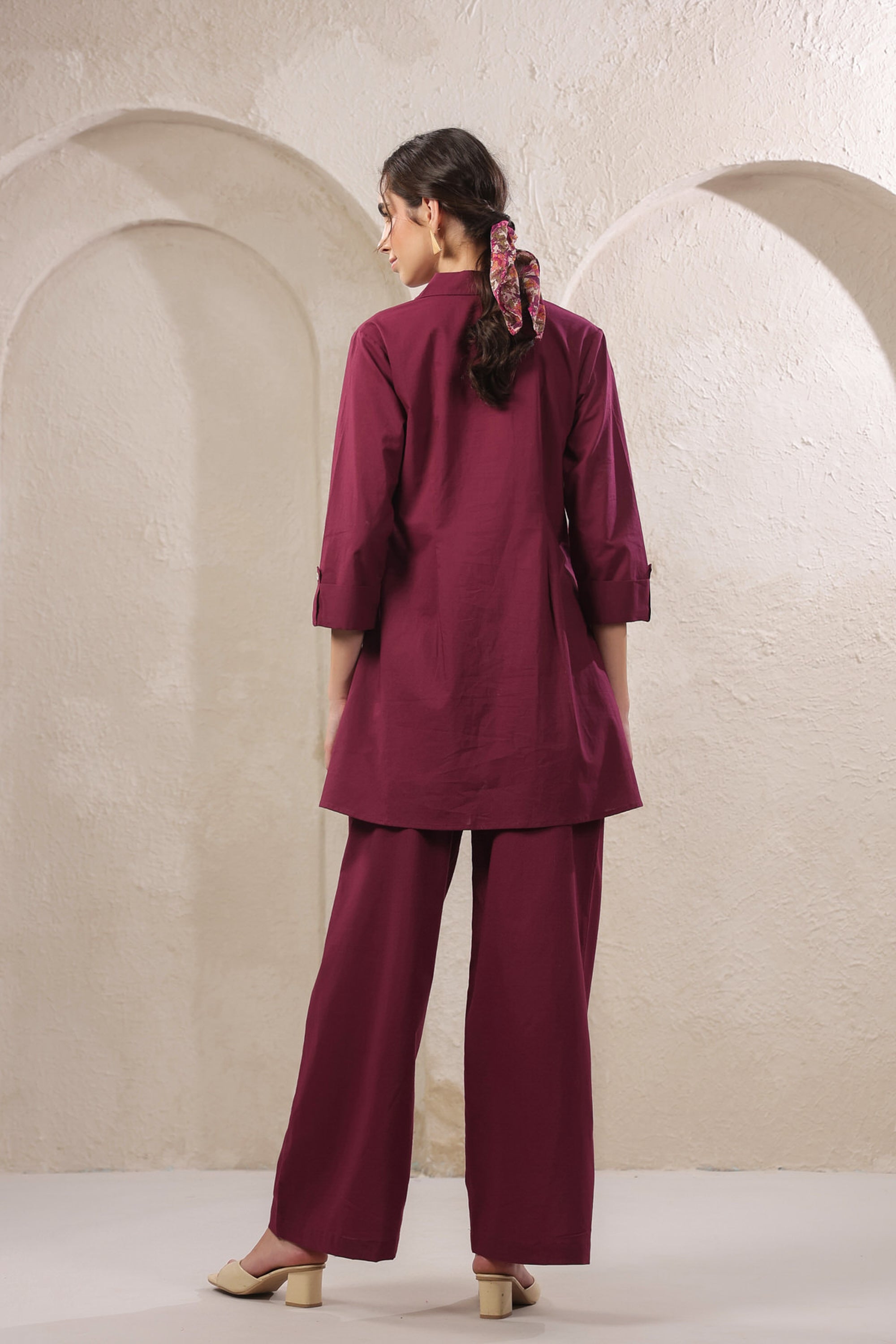 Solid Wine Rush Cotton Co-ord Set