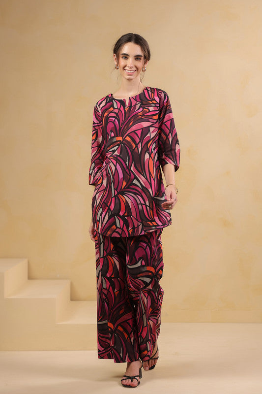 Wine Wild Swirl Multicoloured Cotton Co-ord Set
