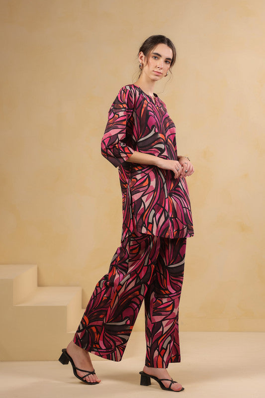 Wine Wild Swirl Multicoloured Cotton Co-ord Set