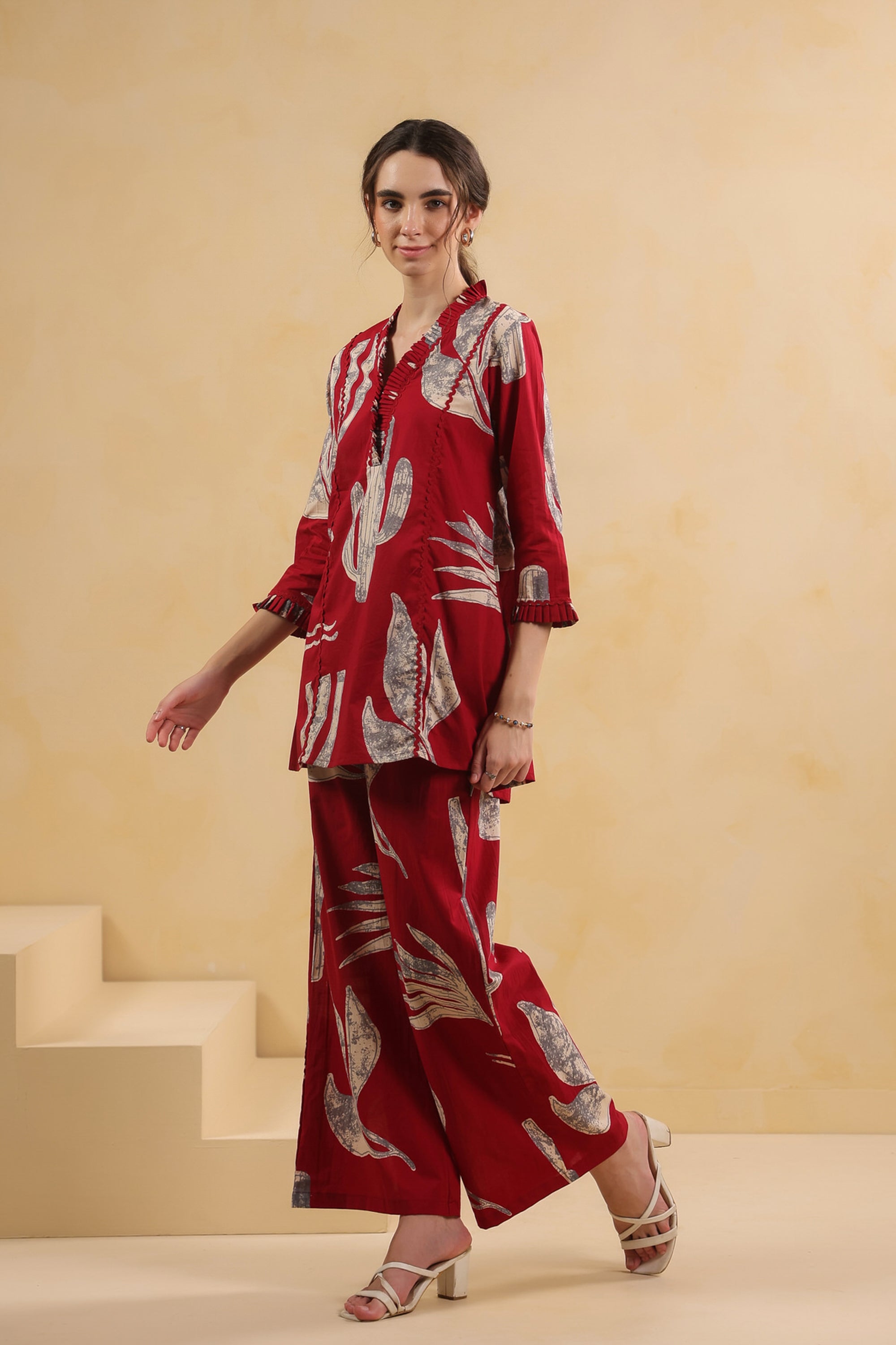 Savanna Red Cactus Cotton Co-ord Set