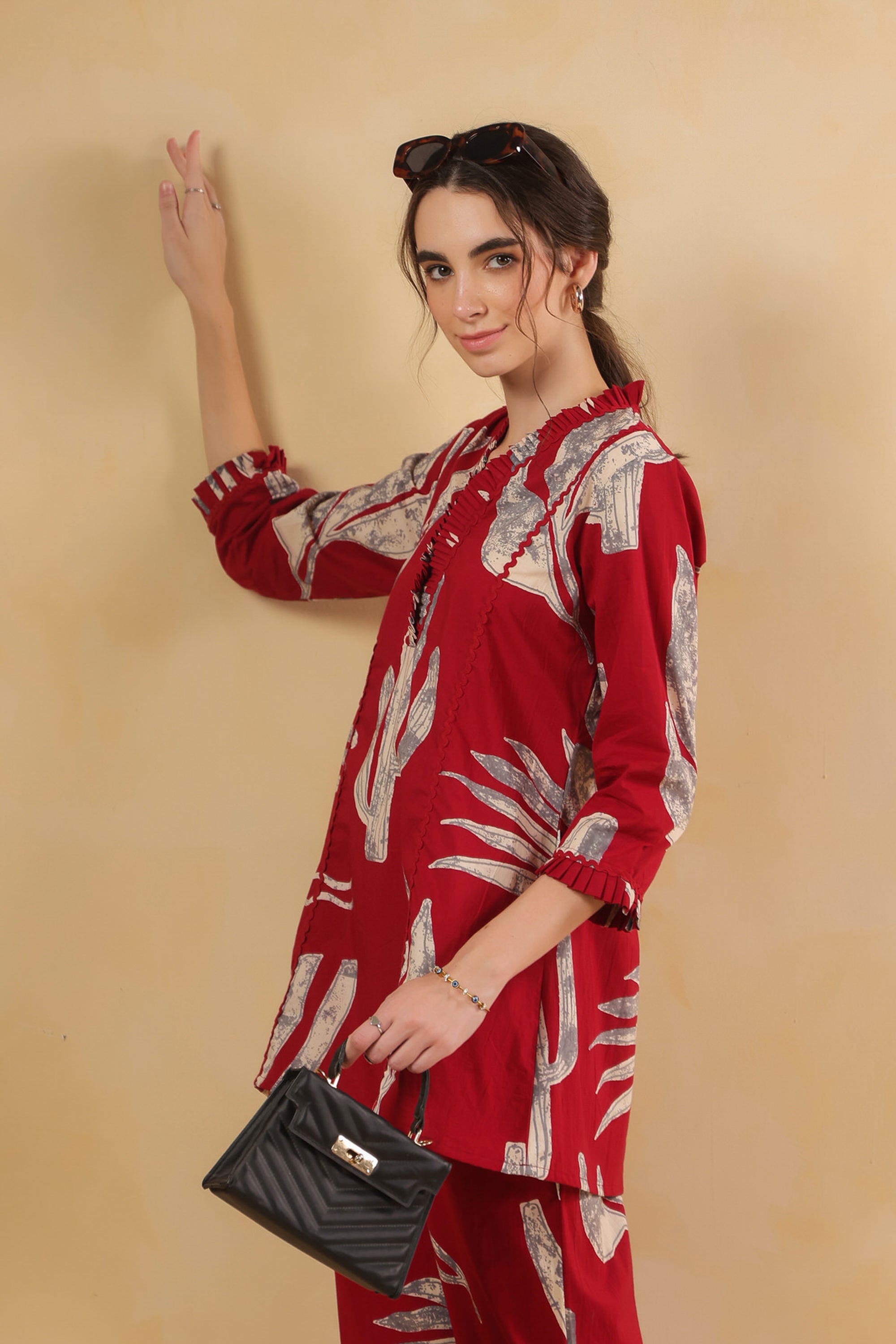 Savanna Red Cactus Cotton Co-ord Set