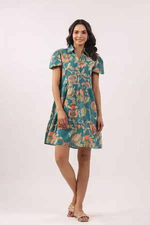 Mystic Teal Cotton Dress