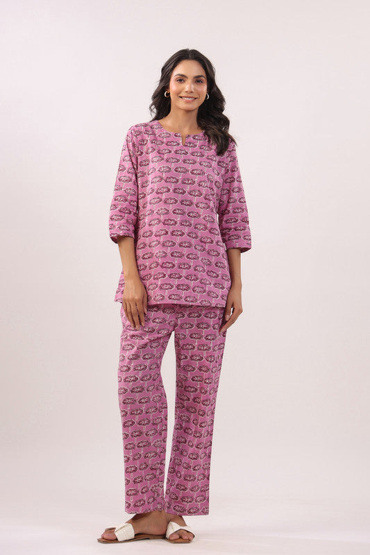 Rosé Reverie Cotton Flex Loungewear Top Set