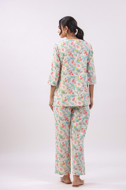 Pastel Bloom Cotton Flex Loungewear Top Set