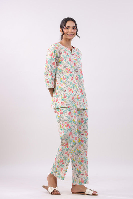 Pastel Bloom Cotton Flex Loungewear Top Set