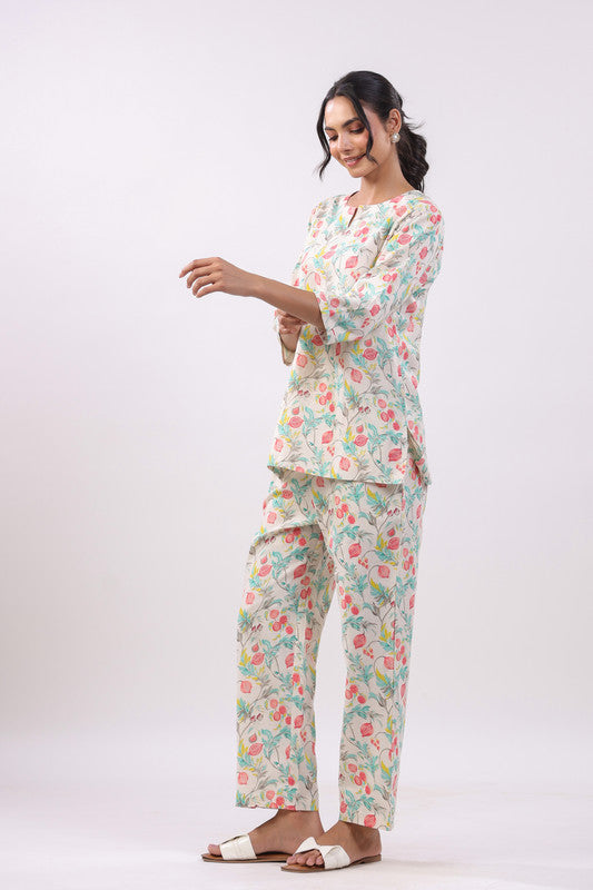 Pastel Bloom Cotton Flex Loungewear Top Set