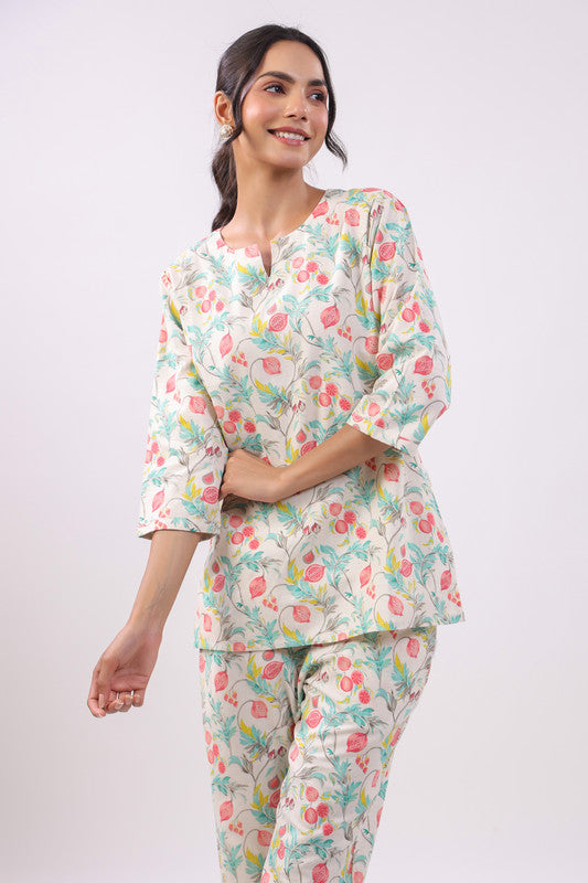 Pastel Bloom Cotton Flex Loungewear Top Set