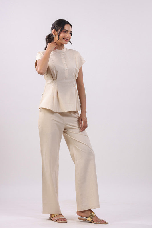 Ivory Grace Pleated Poplin Cotton Co-ord Set