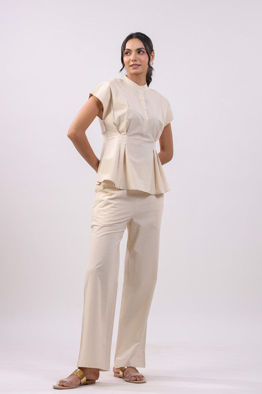 Ivory Grace Pleated Poplin Cotton Co-ord Set