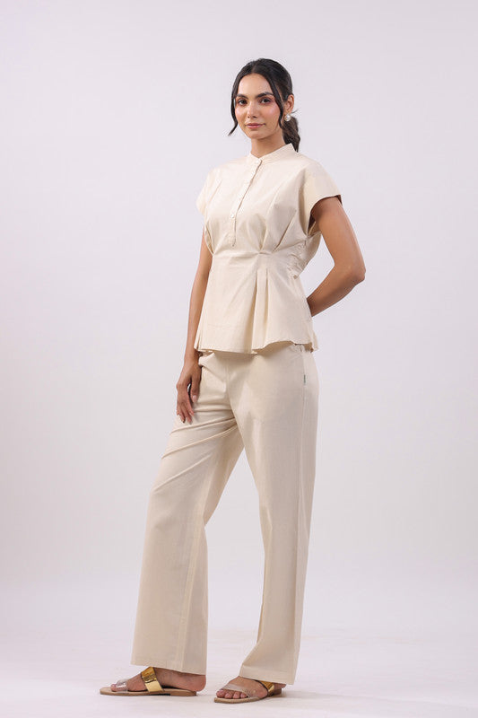 Ivory Grace Pleated Poplin Cotton Co-ord Set