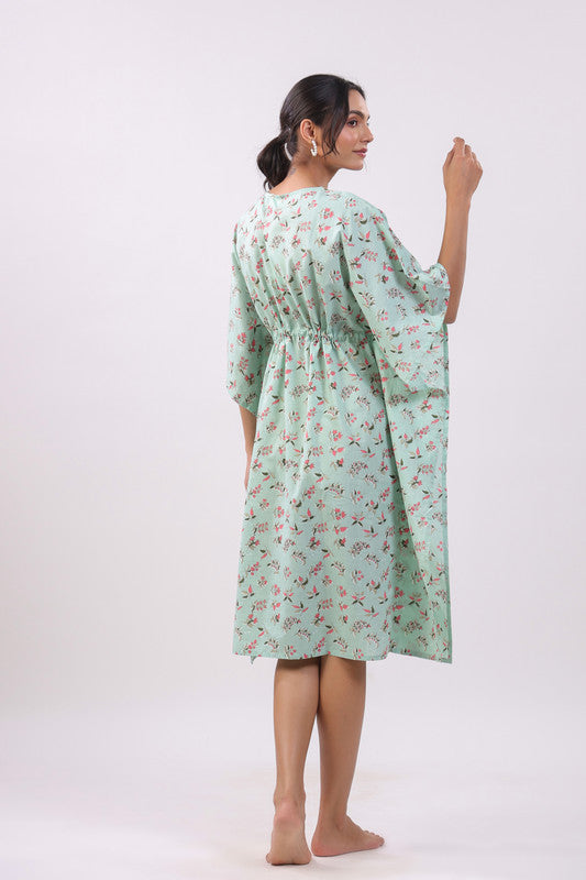 Mint Blossom Kaftan Dress