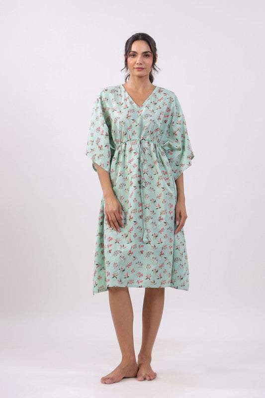 Mint Blossom Kaftan Dress