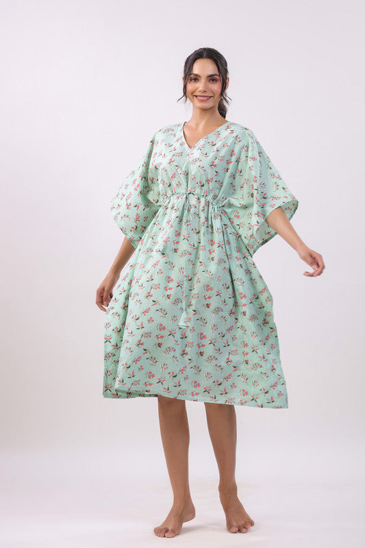 Mint Blossom Kaftan Dress