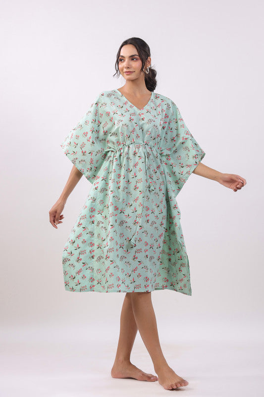 Mint Blossom Kaftan Dress