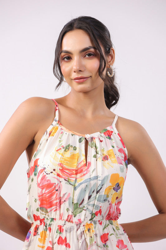 Sun-Kissed Bloom Muslin Silk Playsuit