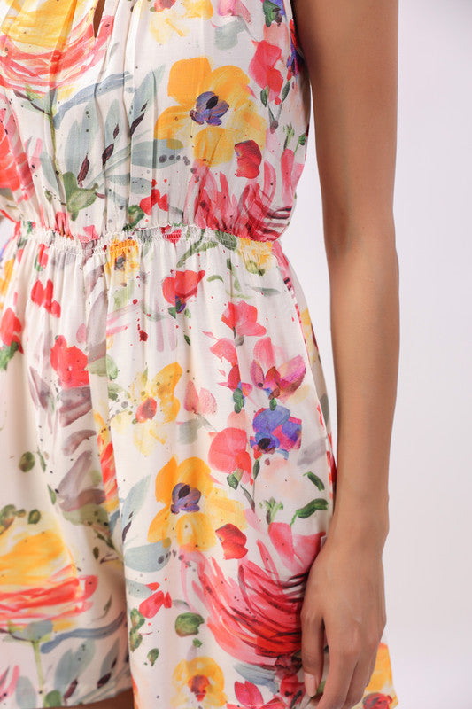 Sun-Kissed Bloom Muslin Silk Playsuit