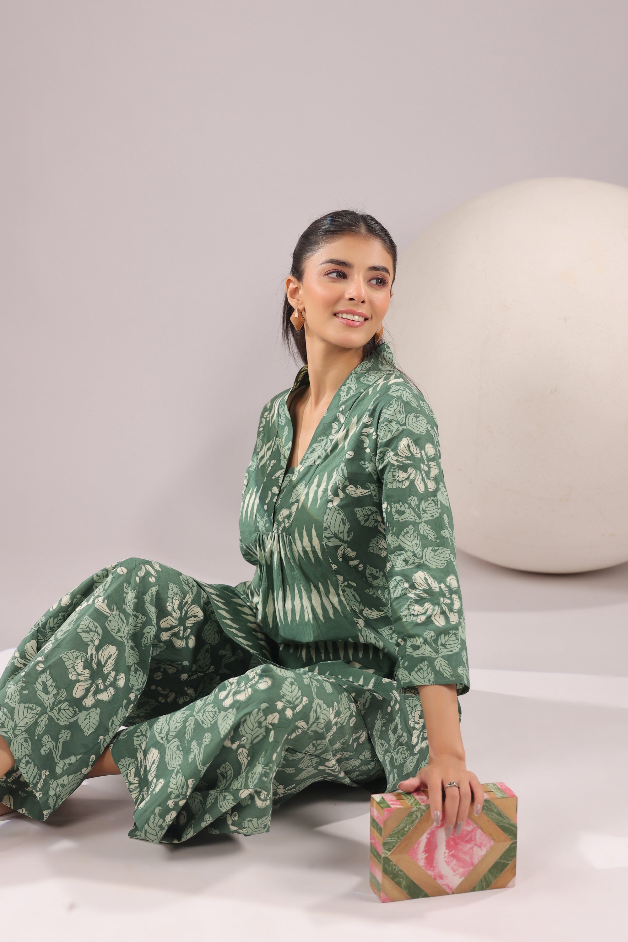 Sage Harmony Printed Cotton Co-ord Set