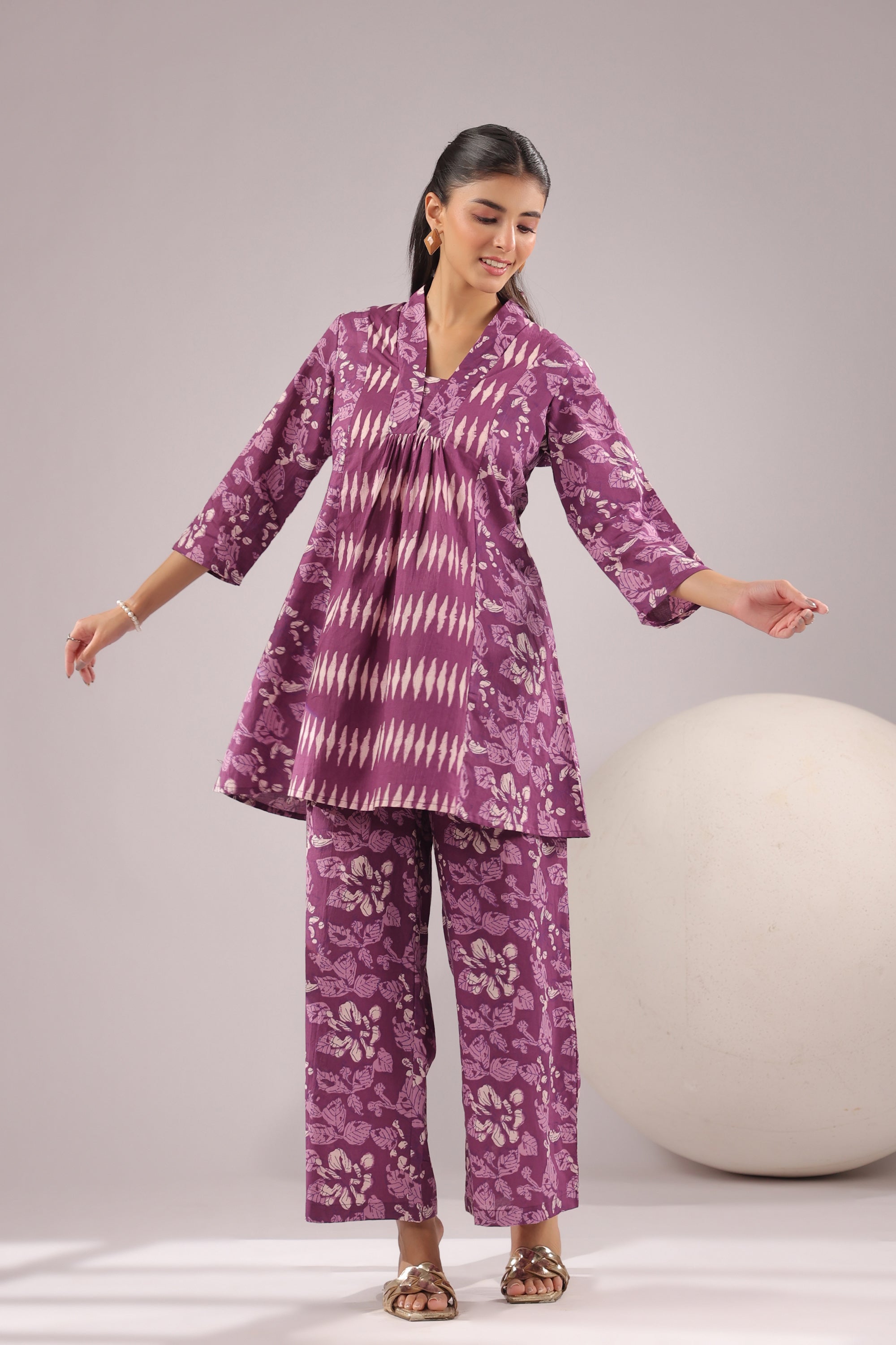 Orchid Aura Printed Cotton Co-ord Set