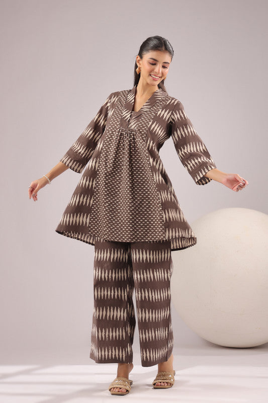 Mocha Mirage Printed Cotton Co-ord Set