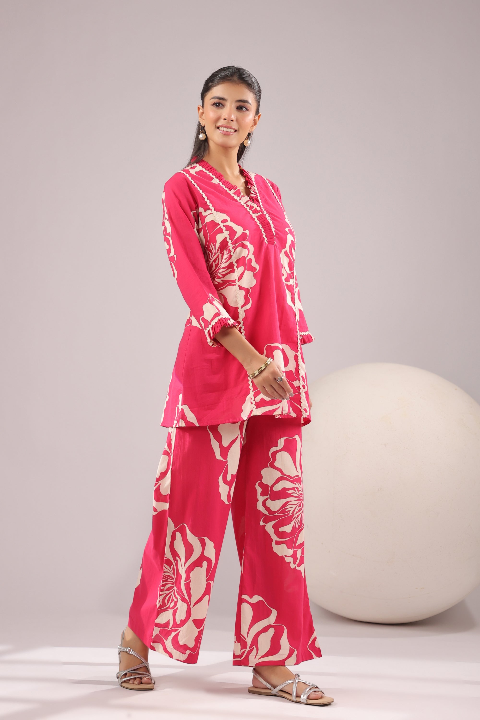 Fuchsia Bloom Printed Cotton Co-ord Set