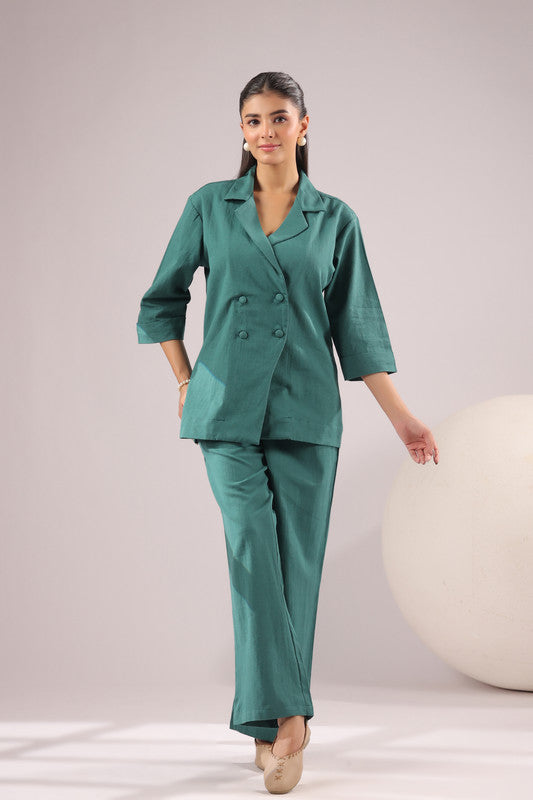 Emerald Ease Solid Cotton Flex Co-ord Set