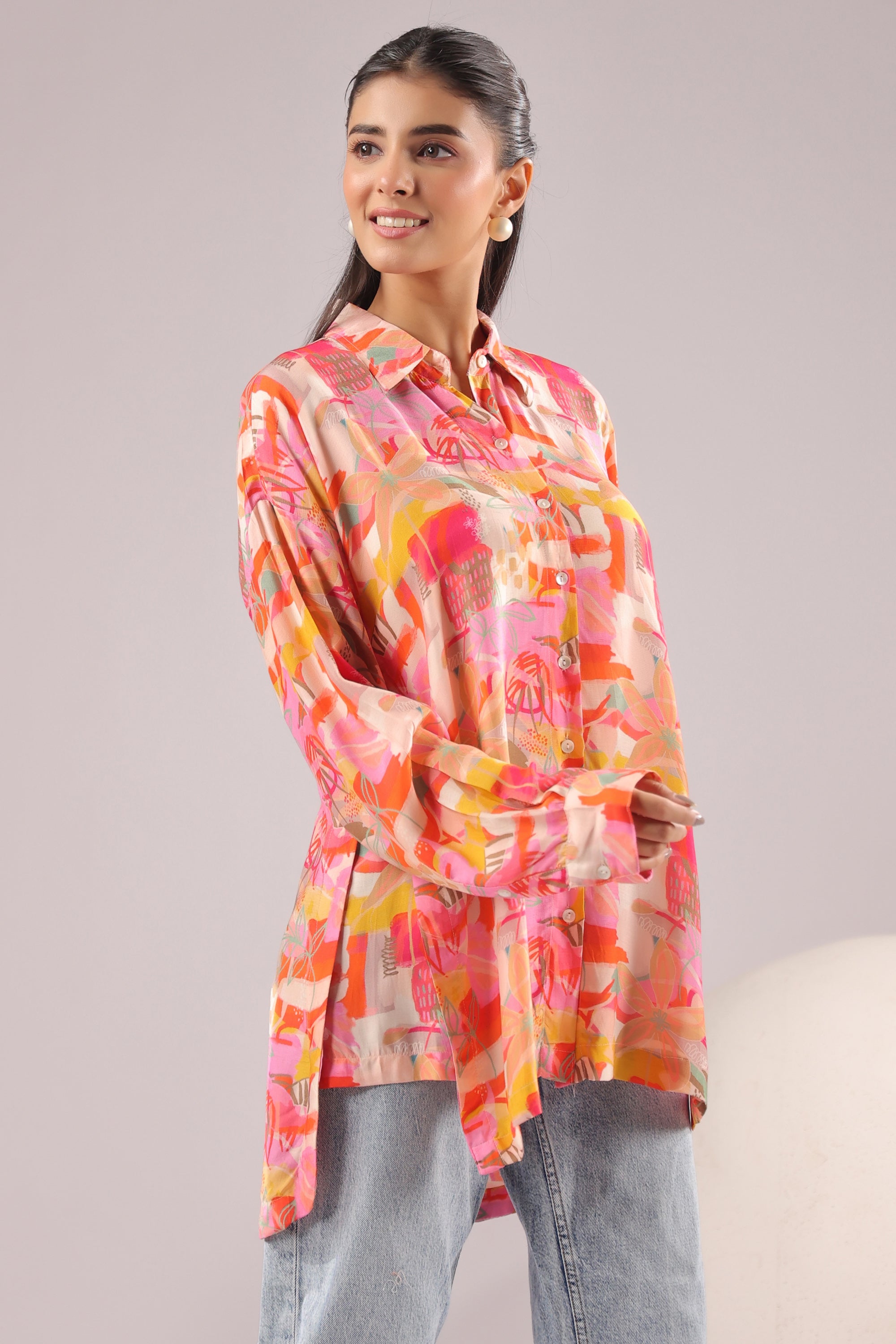 Sunset Mirage Printed Muslin Silk Shirt