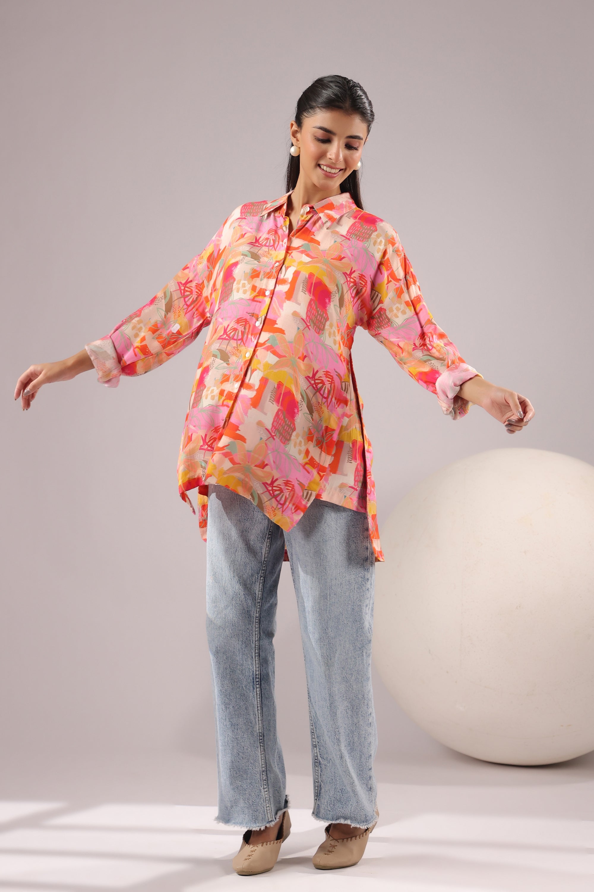 Sunset Mirage Printed Muslin Silk Shirt
