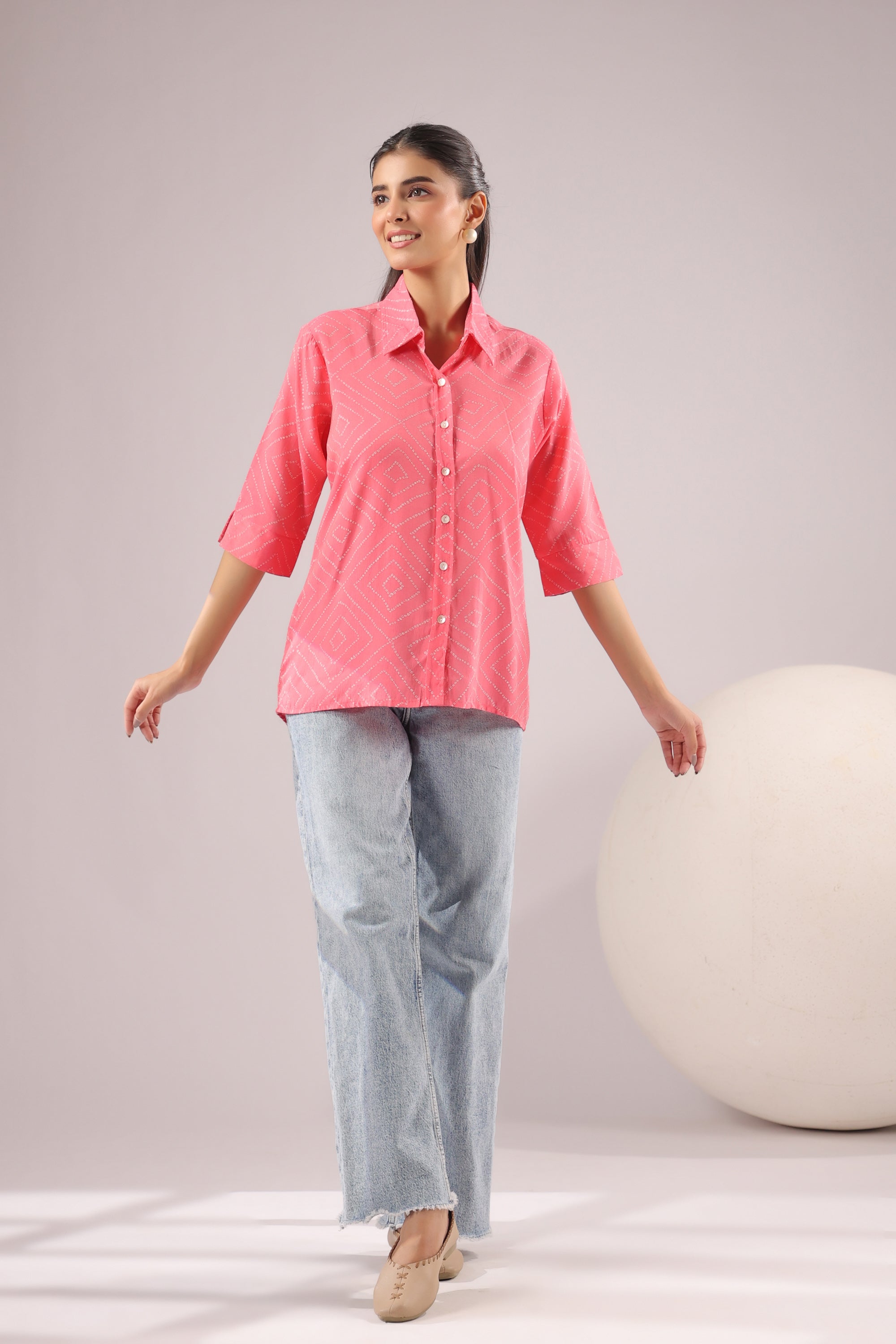 Coral Haze Printed Muslin Silk Shirt