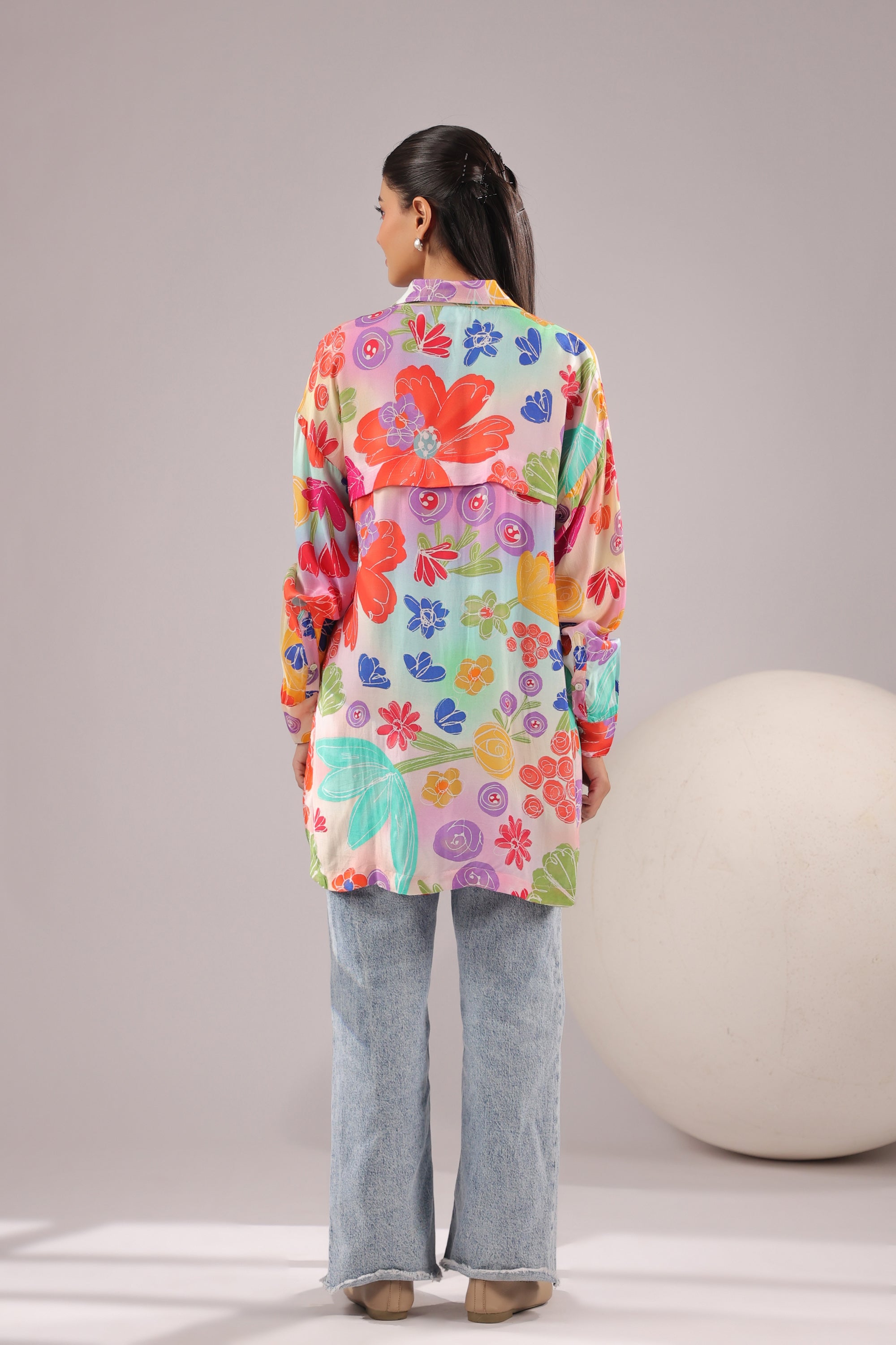 Bloom Burst Printed Muslin Silk Shirt