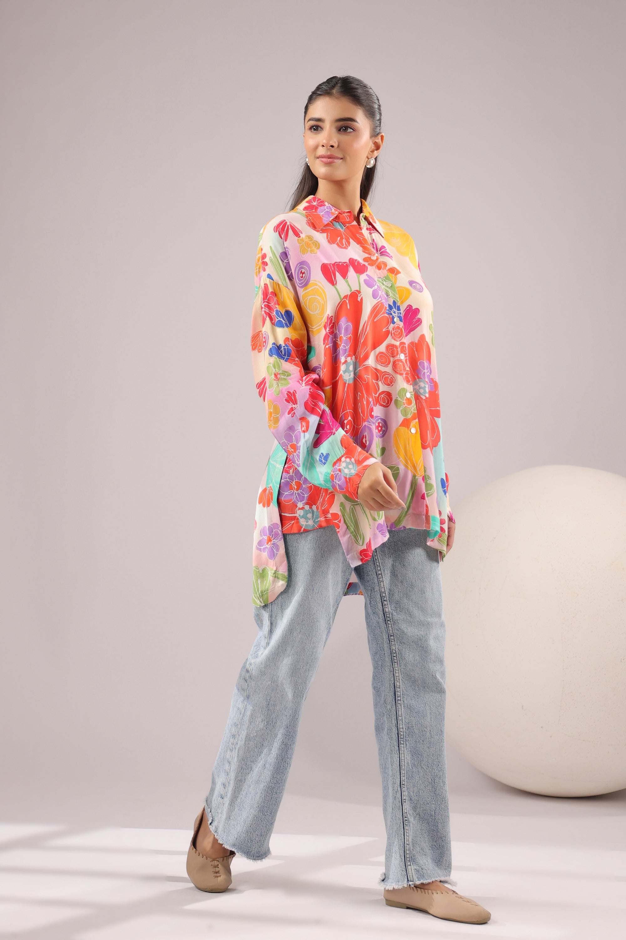 Bloom Burst Printed Muslin Silk Shirt