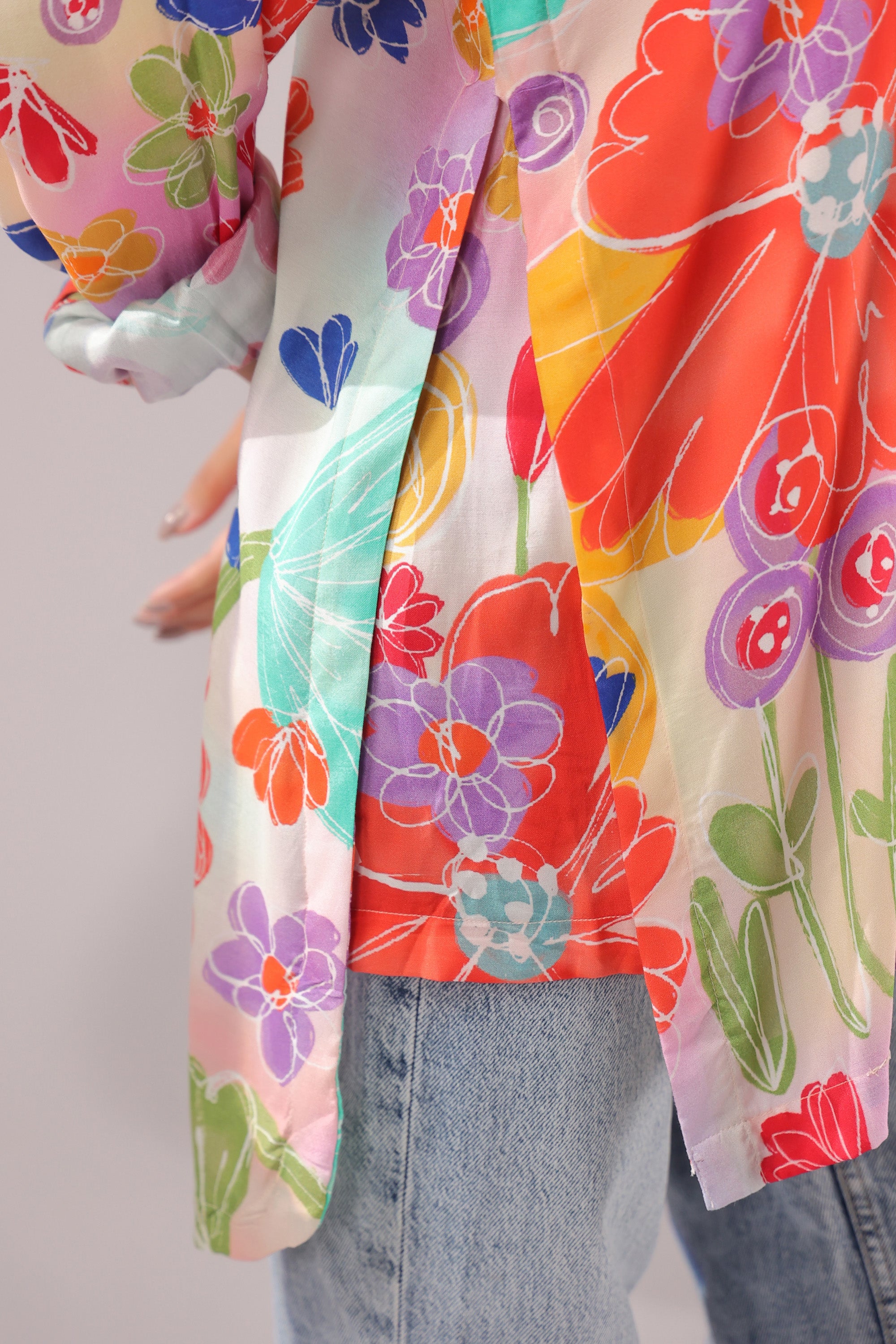 Bloom Burst Printed Muslin Silk Shirt