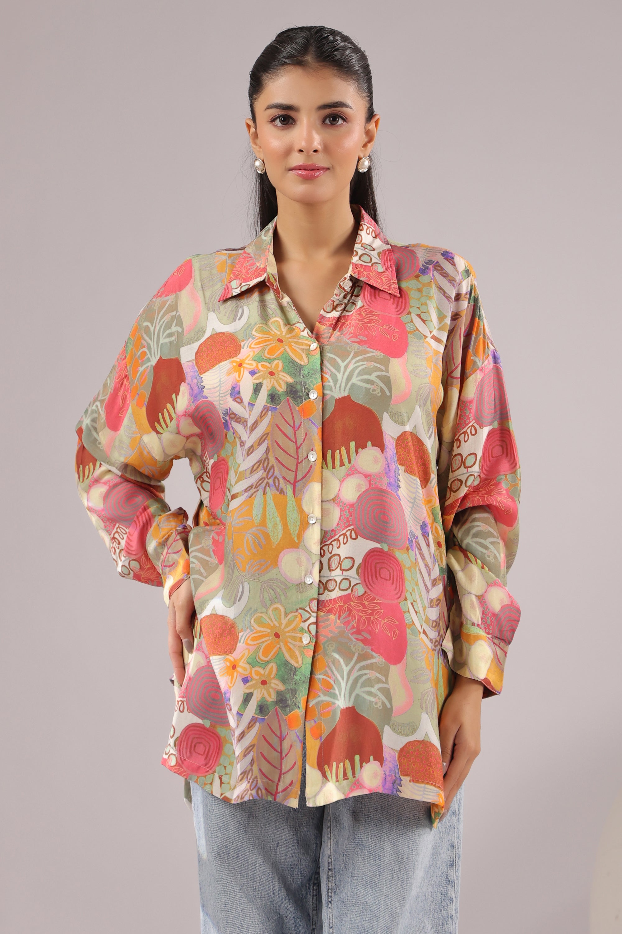 Botanic Muse Printed Muslin Silk Shirt