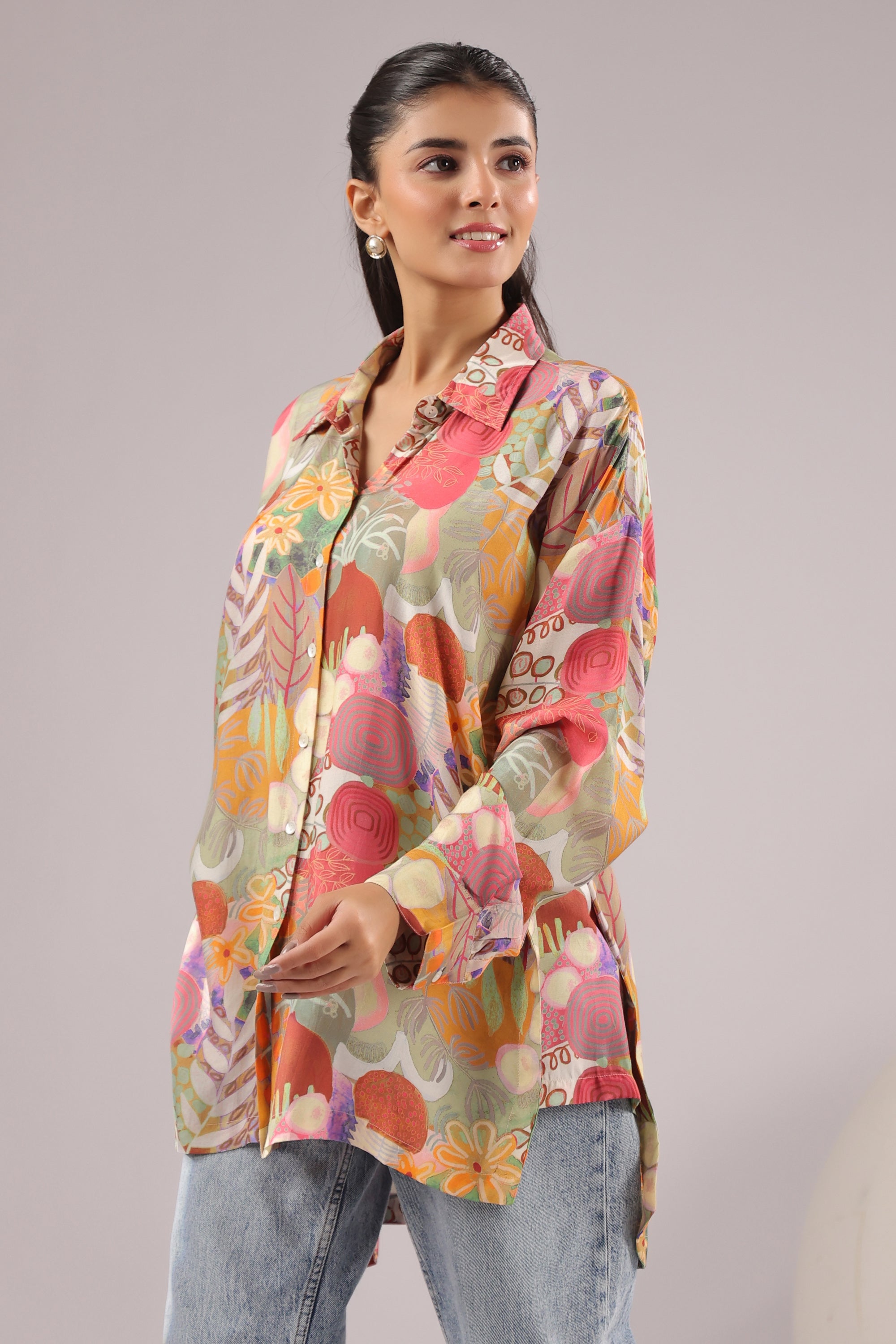 Botanic Muse Printed Muslin Silk Shirt