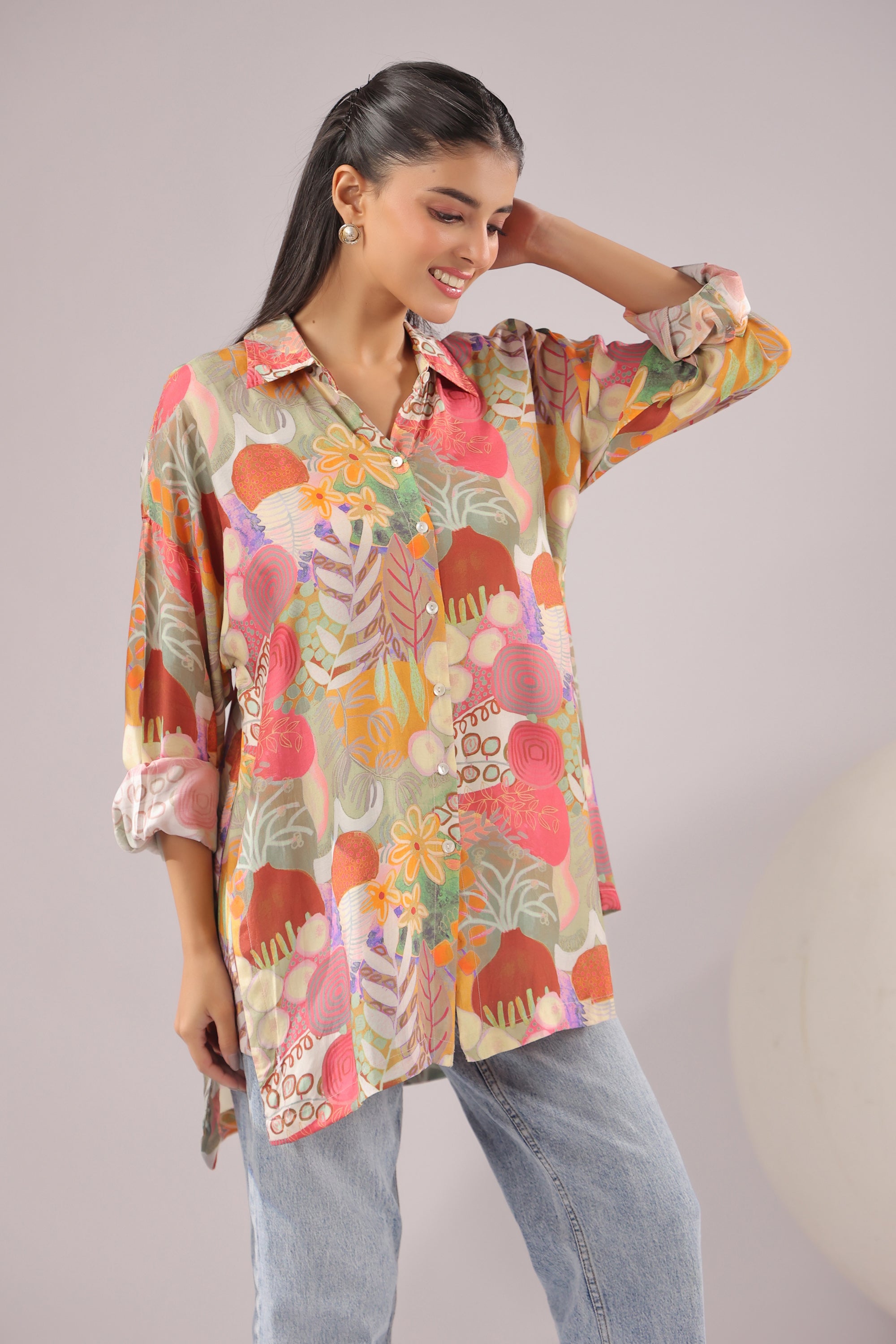 Botanic Muse Printed Muslin Silk Shirt