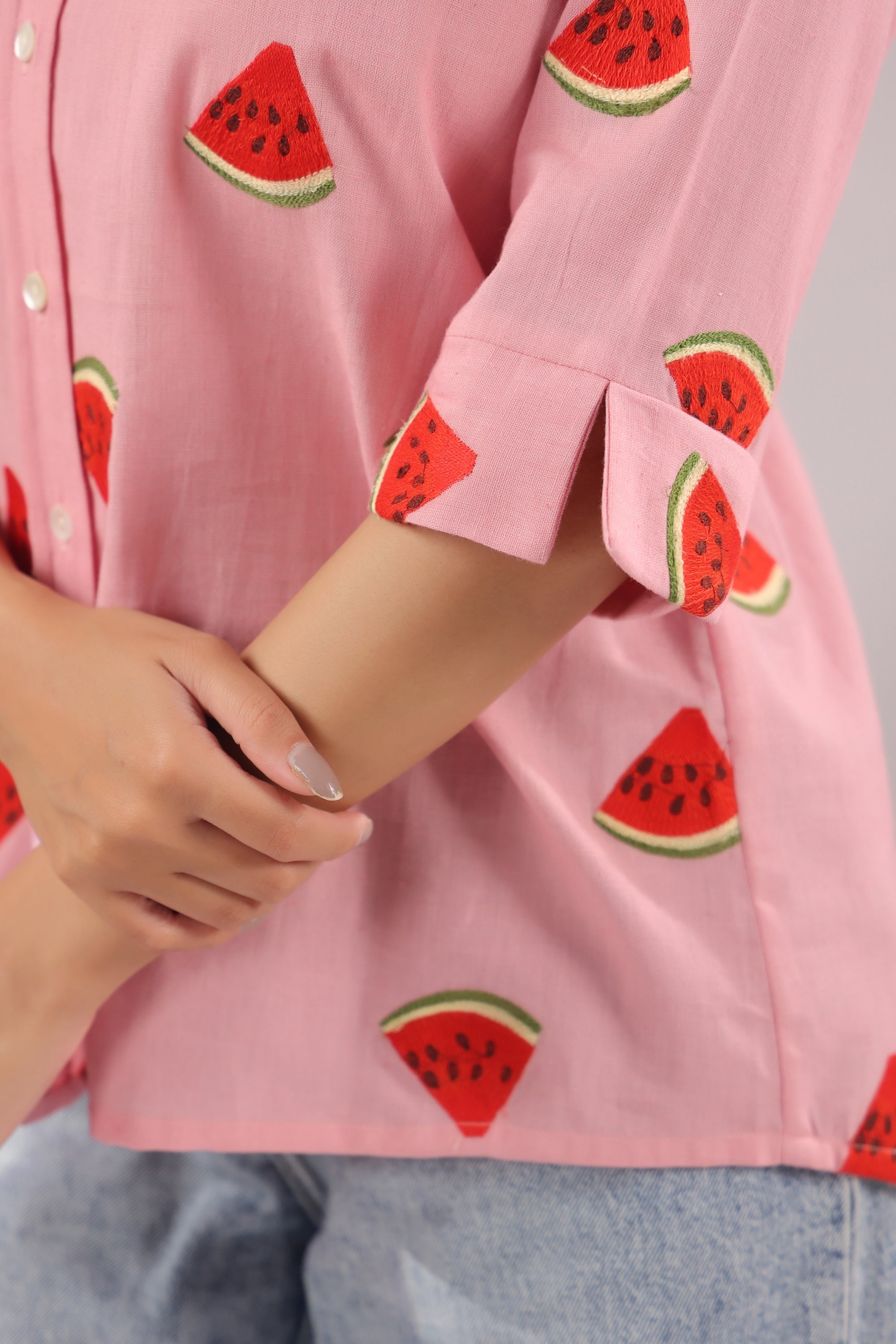Melon Pop  Embroidered Cotton Flex Shirt