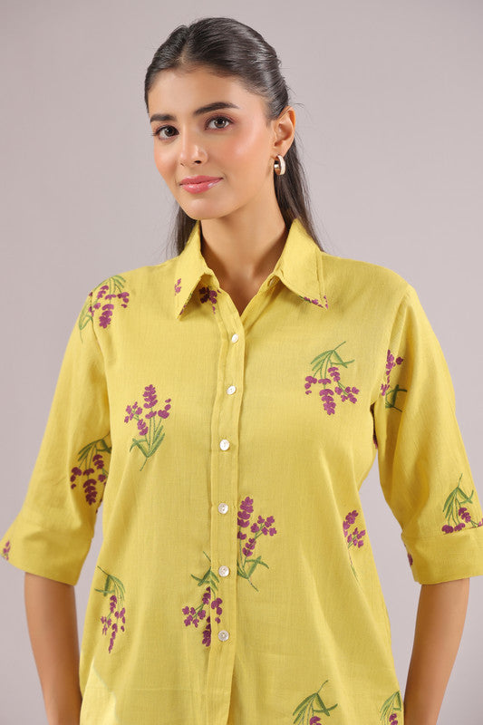 Sunny Bloom  Embroidered Cotton Flex Shirt