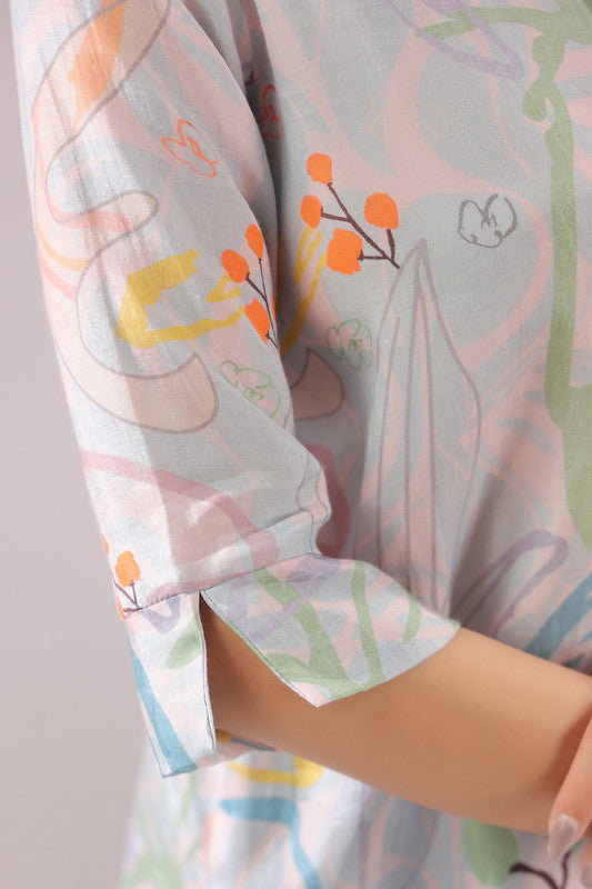 Tropical Muse Printed Muslin Silk Shirt