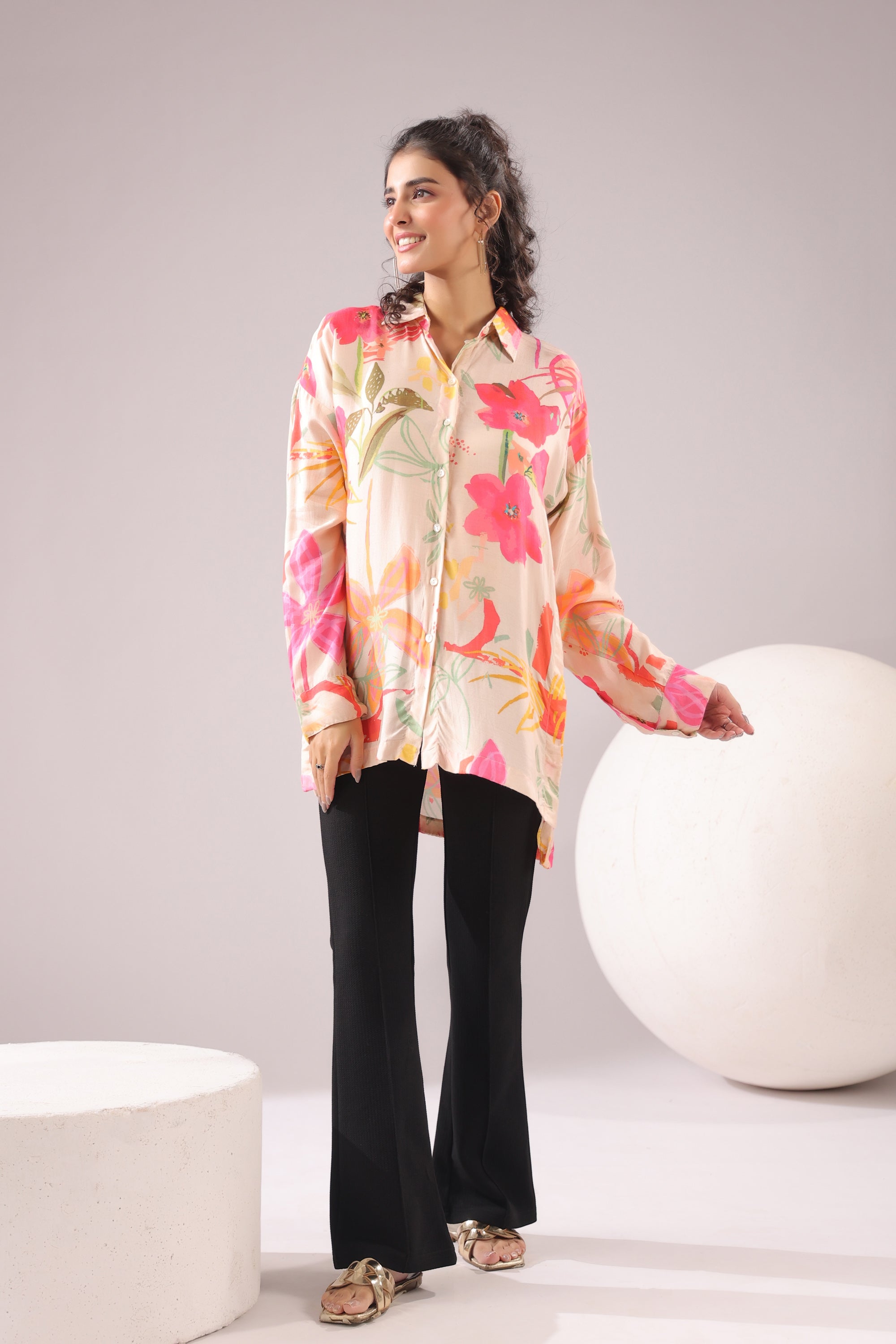 Floral Muse Printed Muslin Silk Shirt