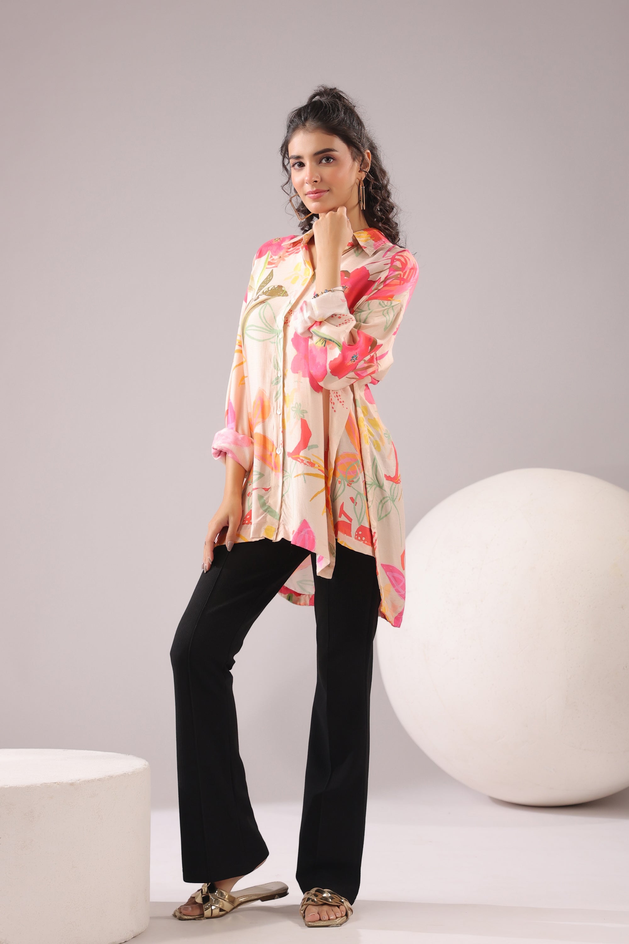 Floral Muse Printed Muslin Silk Shirt