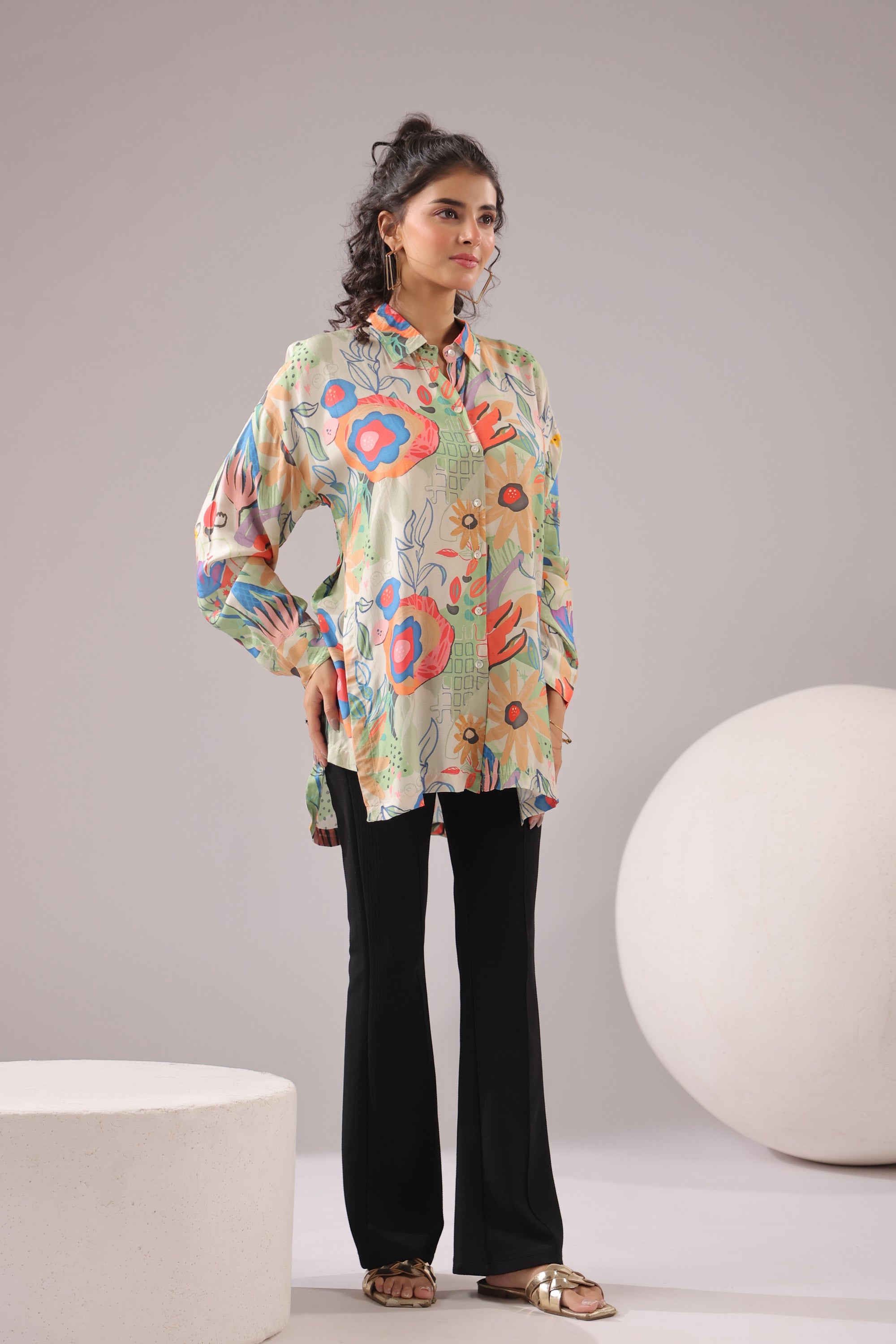 Garden Glow Printed Muslin Silk Shirt