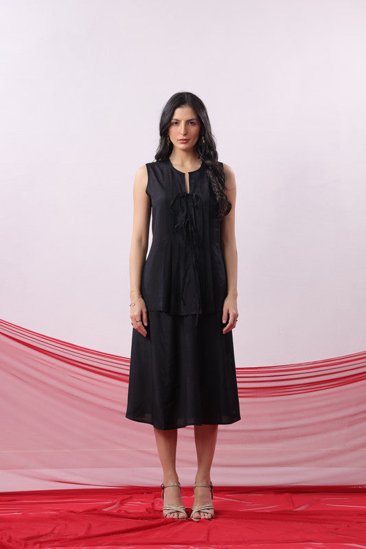 Black Straight Fit Sleeveless Casual Co-ord Set