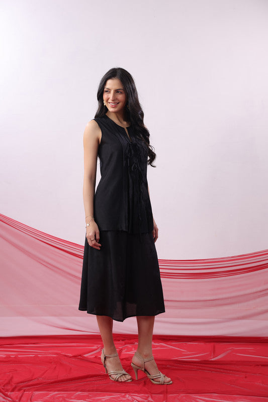 Black Straight Fit Sleeveless Casual Co-ord Set